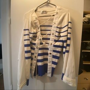 paneled sweater cardigan